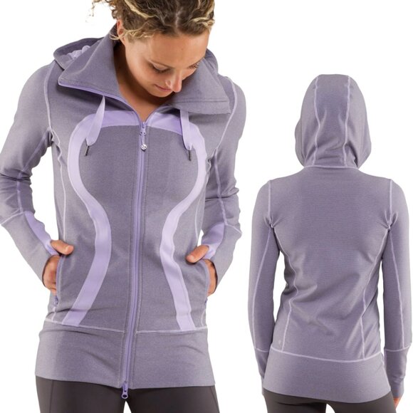 RARE Lululemon Stride Jacket *Brushed Lilac Heathered Coal Wee Stripe, Size 12 - Picture 1 of 14